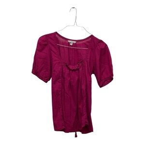 American Eagle Outfitters Pink Fuchsia Peasant Baby Doll Style Blouse Size 8